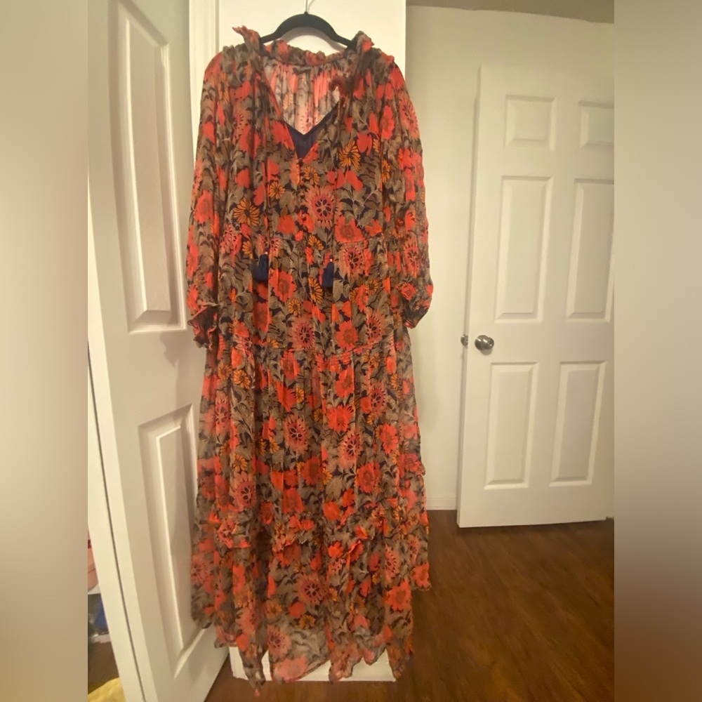 Anthropologie The Marais Printed Chiffon Maxi Dress